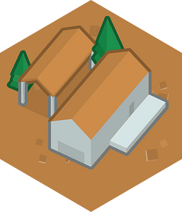 Hexagon built up brown land 10 farm