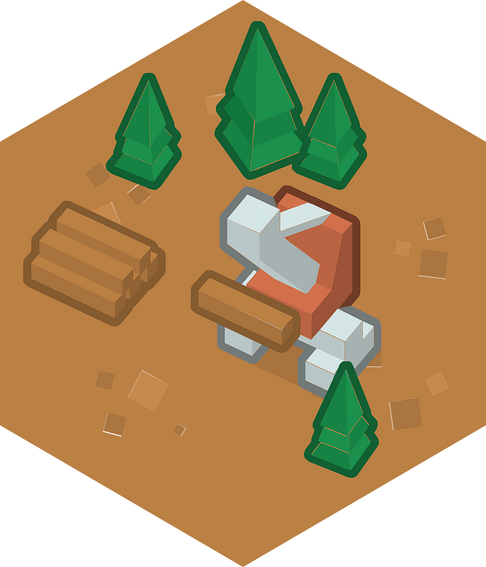 Hexagon built up brown land 11 sawmill