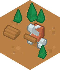 Hexagon built up brown land 11 sawmill