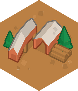 Hexagon built up brown land 12 sawmill