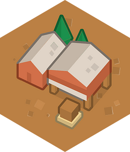 Hexagon built up brown land 13 farm