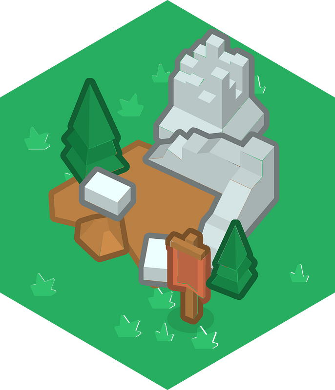 Hexagon built up green land 07 ruins
