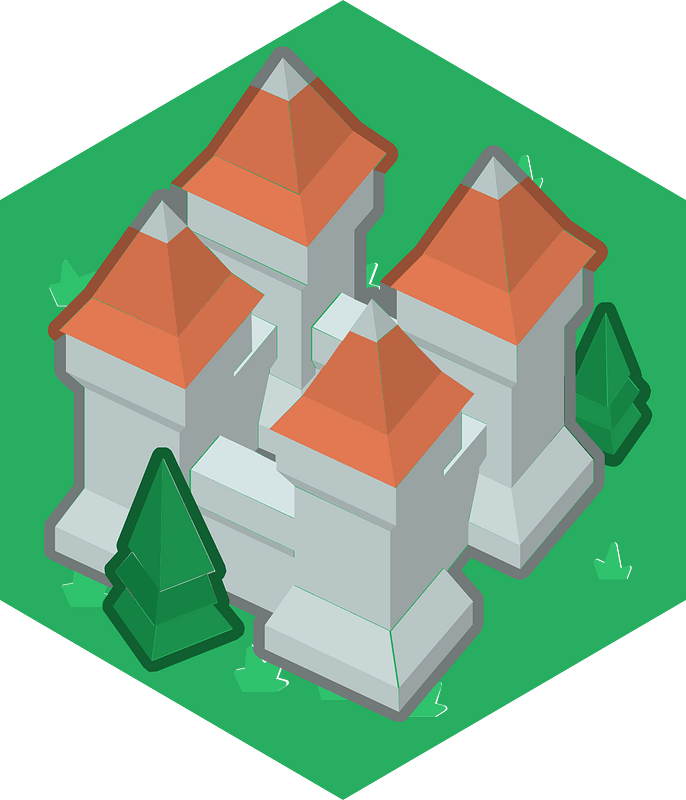 Hexagon built up green land 09 castle