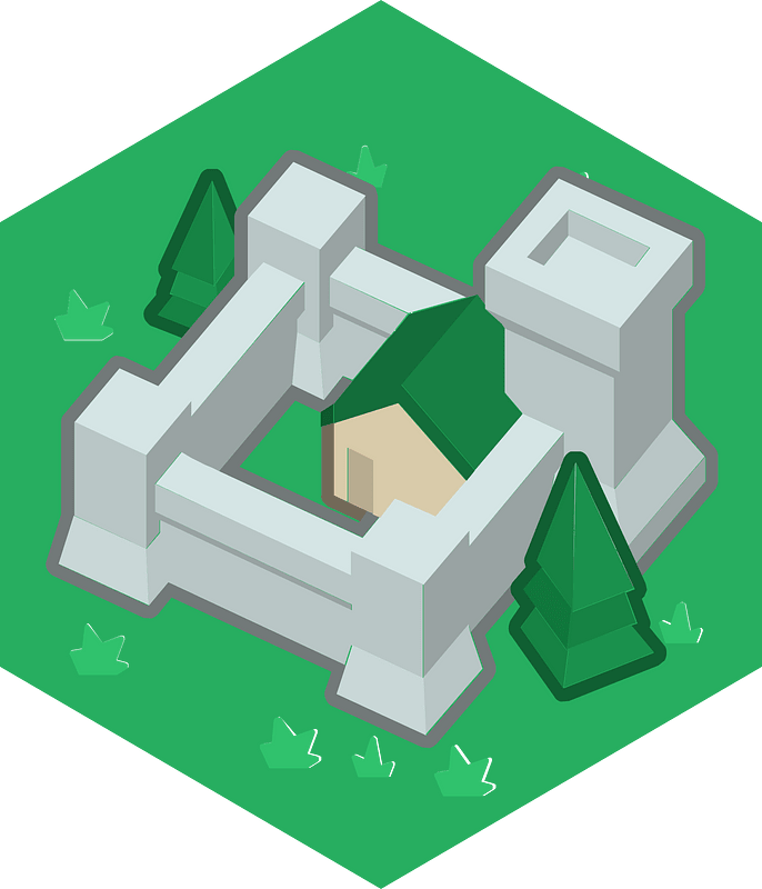 Hexagon built up green land 10 castle
