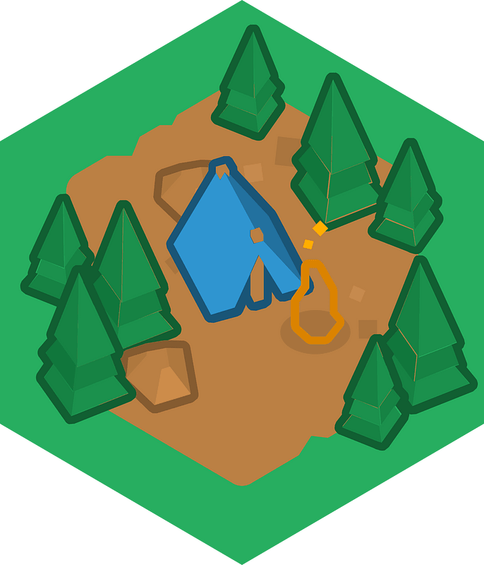 Hexagon built up green land 14 camp