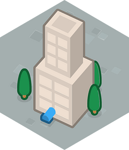 Hexagon built up grey land 10 skyscraper