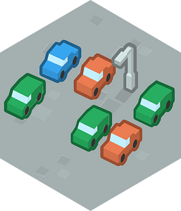 Hexagon built up grey land 12 cars
