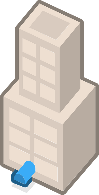 Blue isometric building