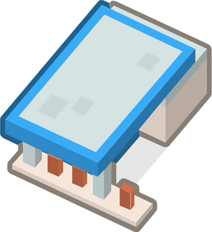 Blue isometric building