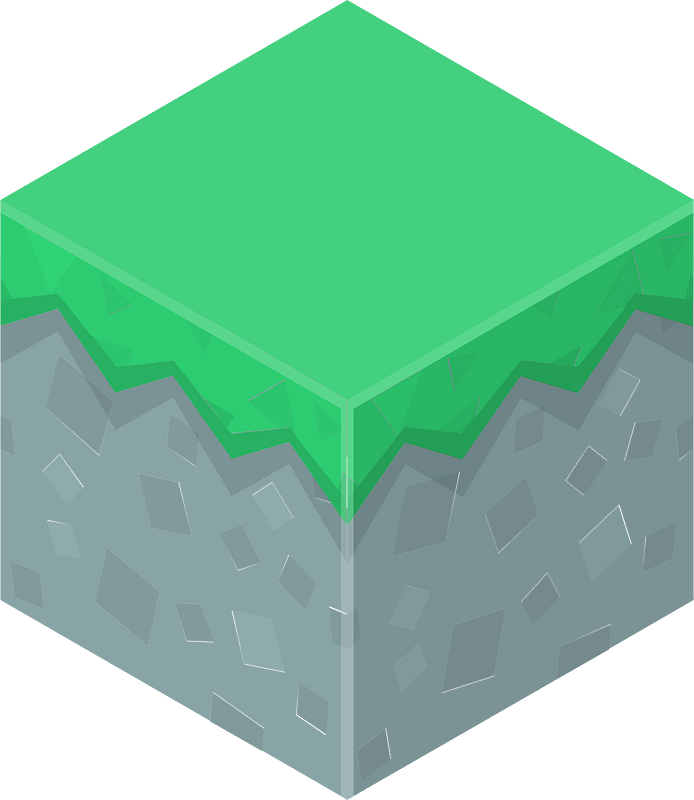 Color terrain isometric cube 12 green top