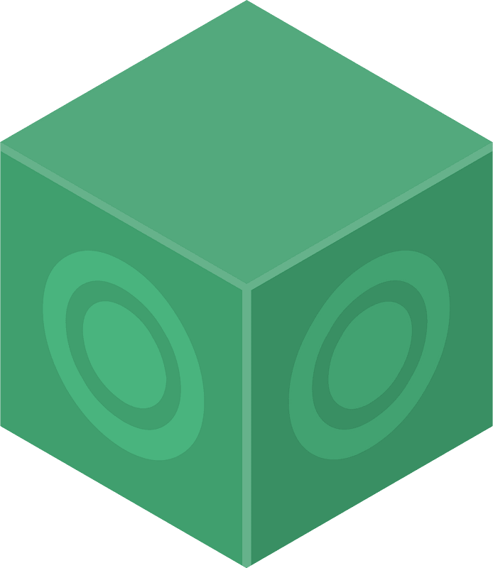 Green isometric cube 06 circle