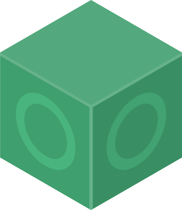 Green isometric cube 05 circle