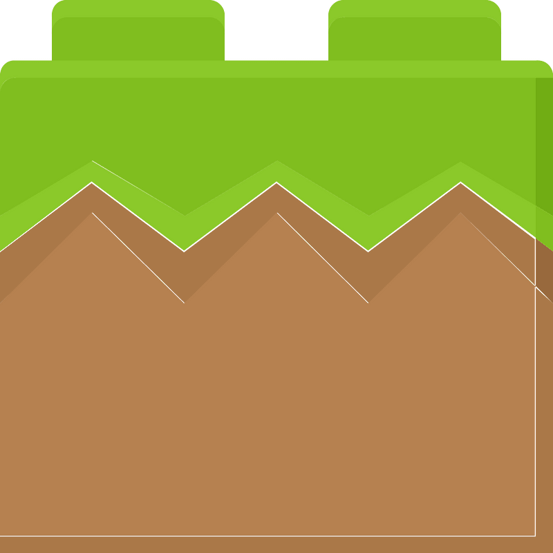 Green surface brown ground lego block