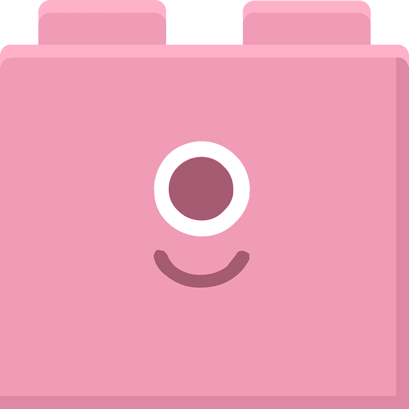 Pink lego block 01 smiling face