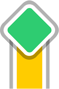 Yellow road green sign