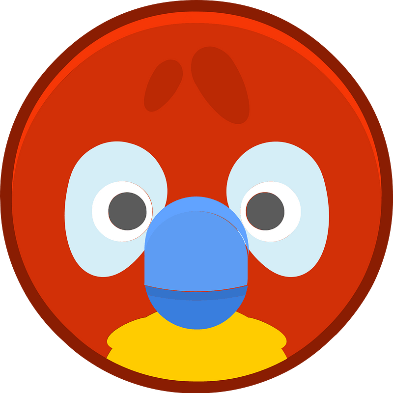 Round animal outlined face 3-05 parrot