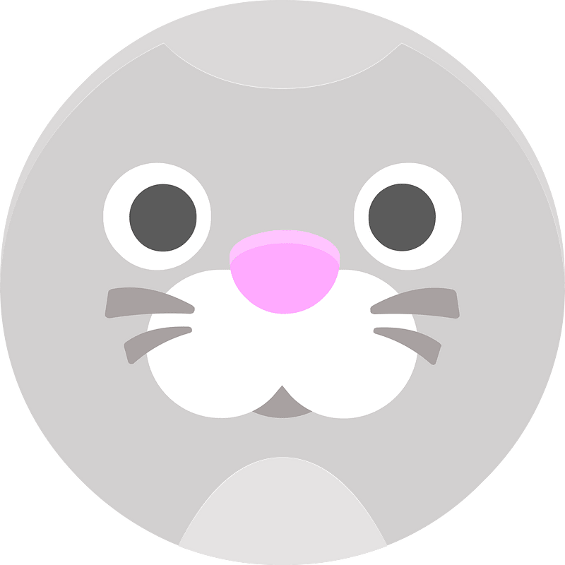 Round animal face 1-06 rabbit