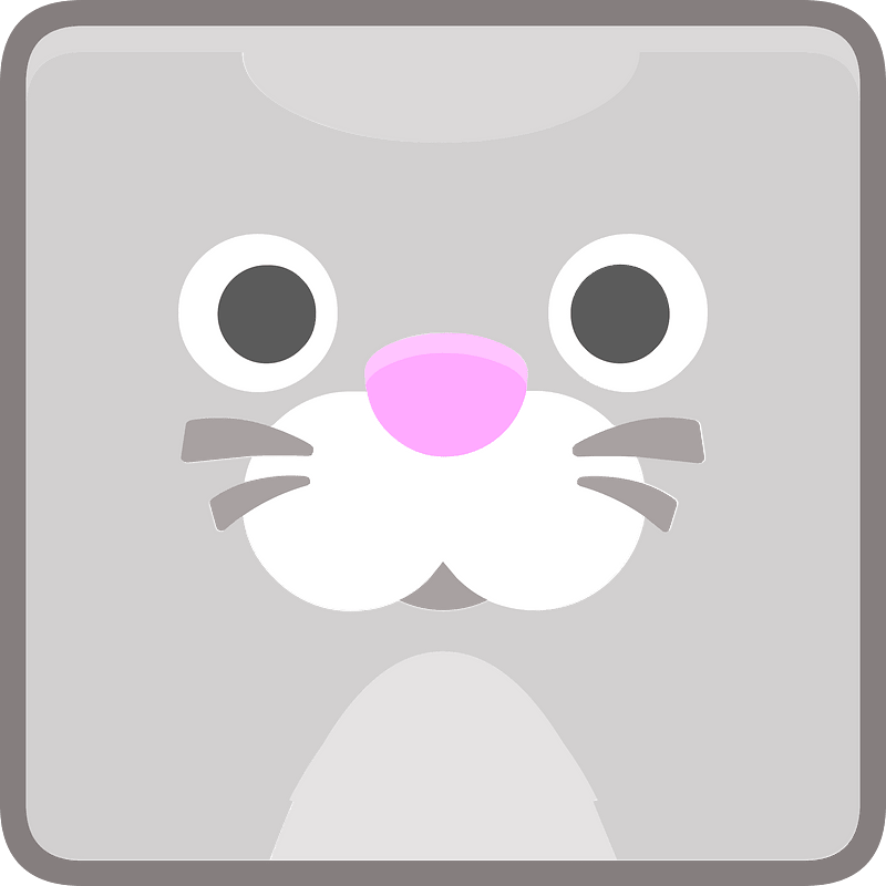 Square animal outlined face 6-06 rabbit