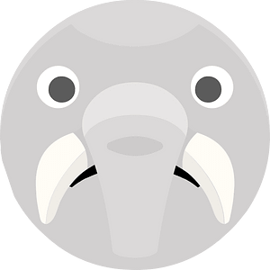 Round animal face 1-07 elephant