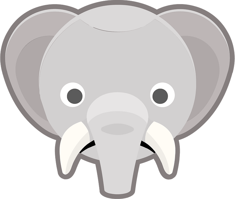 Round animal outlined face 4-07 elephant