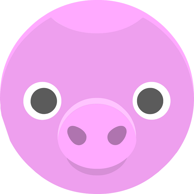 Round animal face 1-08 pig