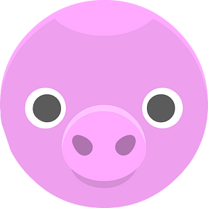Round animal face 1-08 pig
