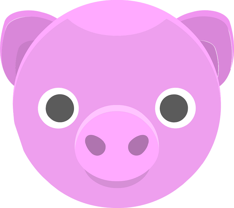 Round animal face 2-08 pig