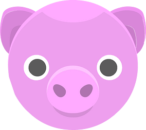 Round animal face 2-08 pig