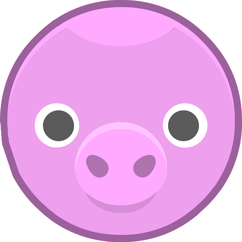Round animal outlined face 3-08 pig