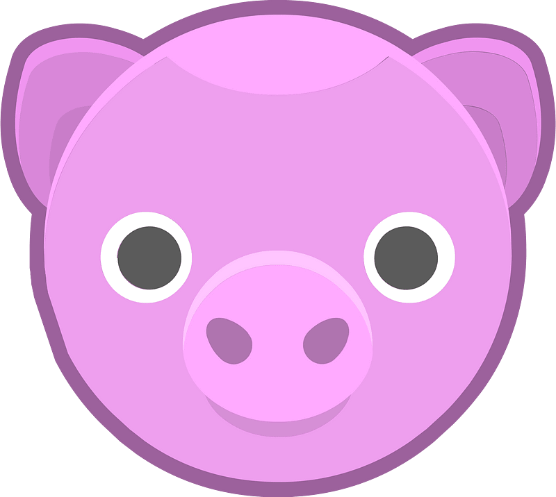Round animal outlined face 4-08 pig