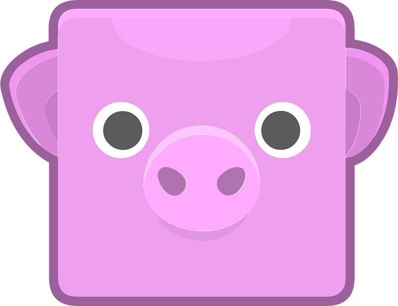 Square animal outlined face 8-08 pig