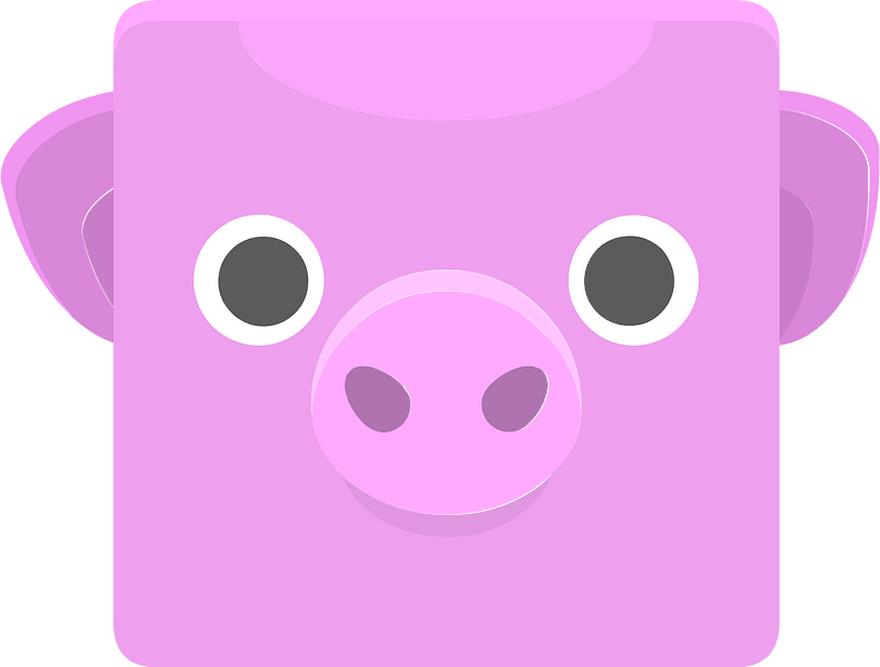 Square animal face 7-08 pig