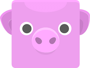Square animal face 7-08 pig