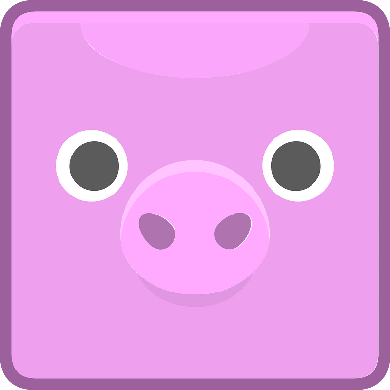 Square animal outlined face 6-08 pig