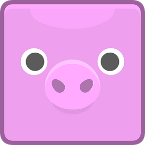 Square animal outlined face 6-08 pig