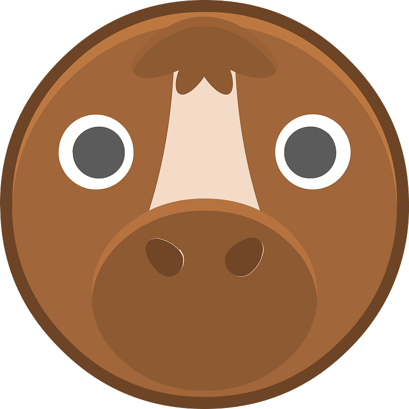 Round animal outlined face 3-14 horse