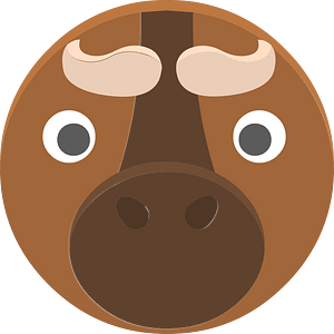 Round animal face 1-16 bull