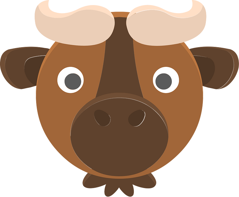 Round animal face 2-16 bull