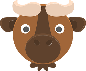 Round animal face 2-16 bull