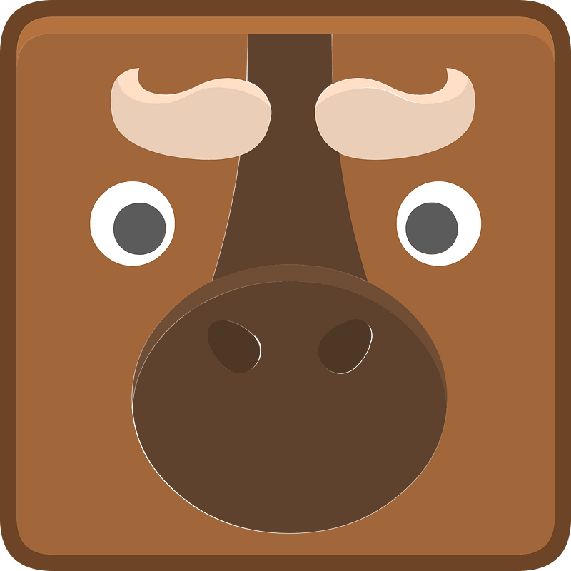 Square animal outlined face 6-16 bull