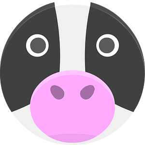 Round animal face 1-19 cow