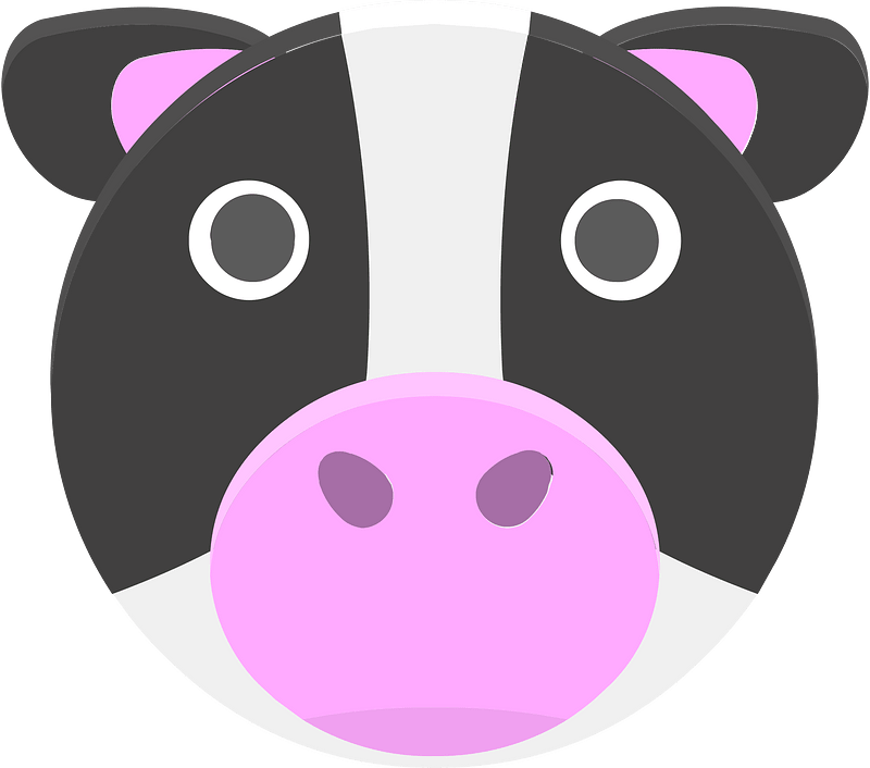 Round animal face 2-19 cow