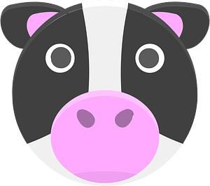 Round animal face 2-19 cow