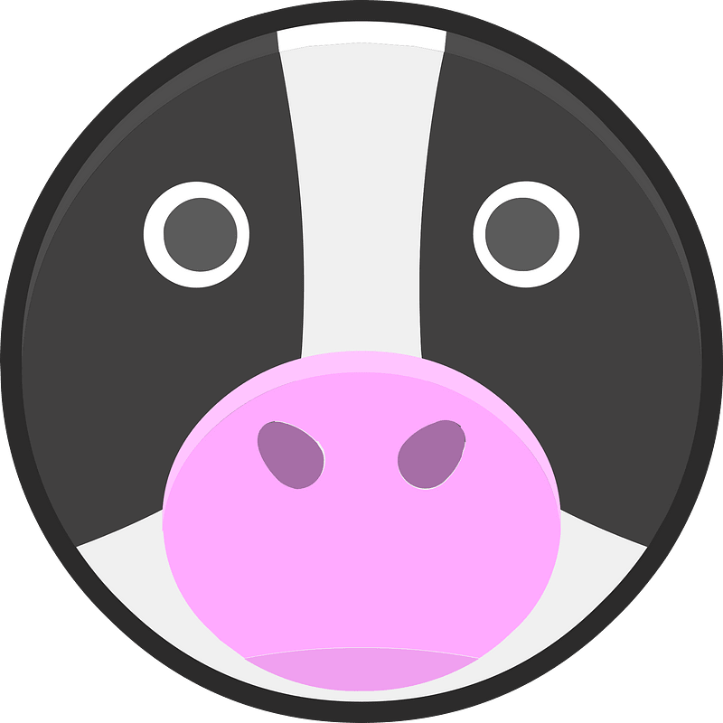 Round animal outlined face 3-19 cow