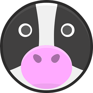 Round animal outlined face 3-19 cow