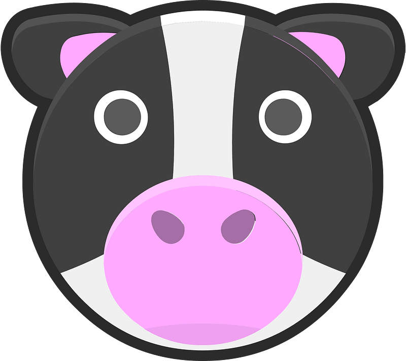 Round animal outlined face 4-19 cow