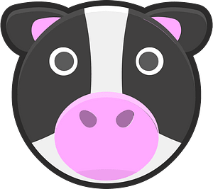 Round animal outlined face 4-19 cow