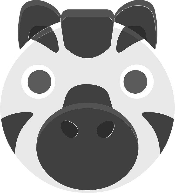 Round animal face 2-22 zebra