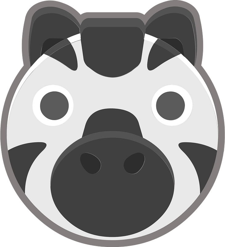 Round animal outlined face 4-22 zebra