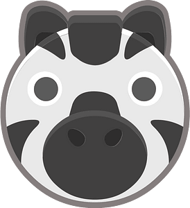 Round animal outlined face 4-22 zebra